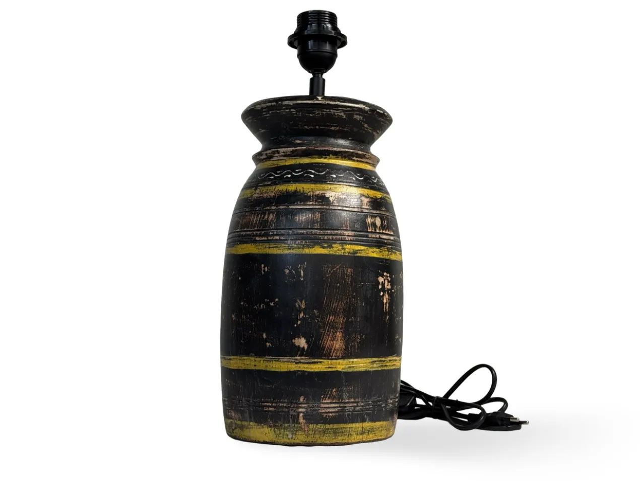 Lampvoet melkpot zwart/geel uniek