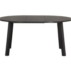 Lange jan uitschuifbare eettafel rond eiken blacknight [fsc]