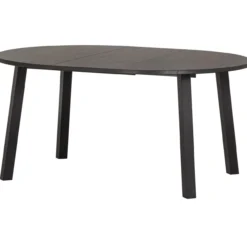 Lange jan uitschuifbare eettafel rond eiken blacknight [fsc]