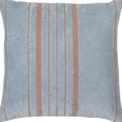 Laon kussens velvet naturel/blauw - set van 3
