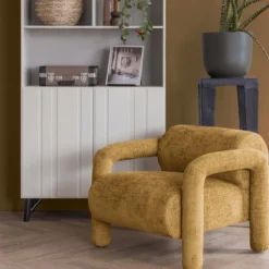 Lenny fauteuil in grove textuur goud/geel
