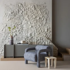 Lenny fauteuil met dessin grijsblauw