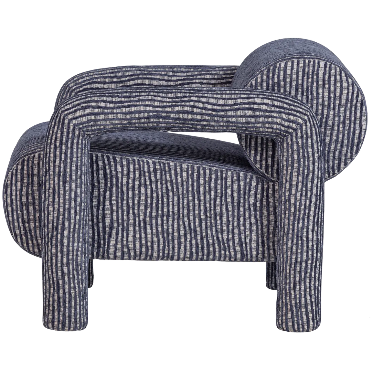 Lenny fauteuil met dessin grijsblauw