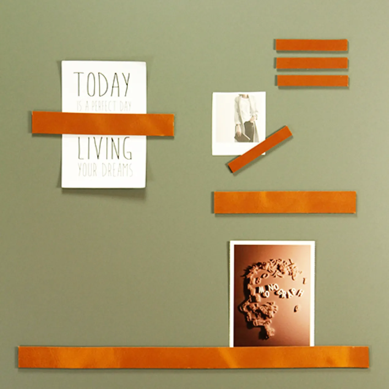 Leren magneetstrips (set) (7 stuks) Cognac