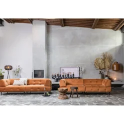 Lloyd 4-zits bank velvet kaneel