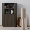 Loft vloerlamp metaal/boucle naturel met strepen 130xo30 cm
