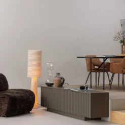 Loft vloerlamp metaal/boucle naturel met strepen 130xo30 cm