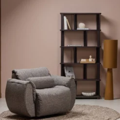 Loft vloerlamp metaal/boucle tapenade 130xo30 cm