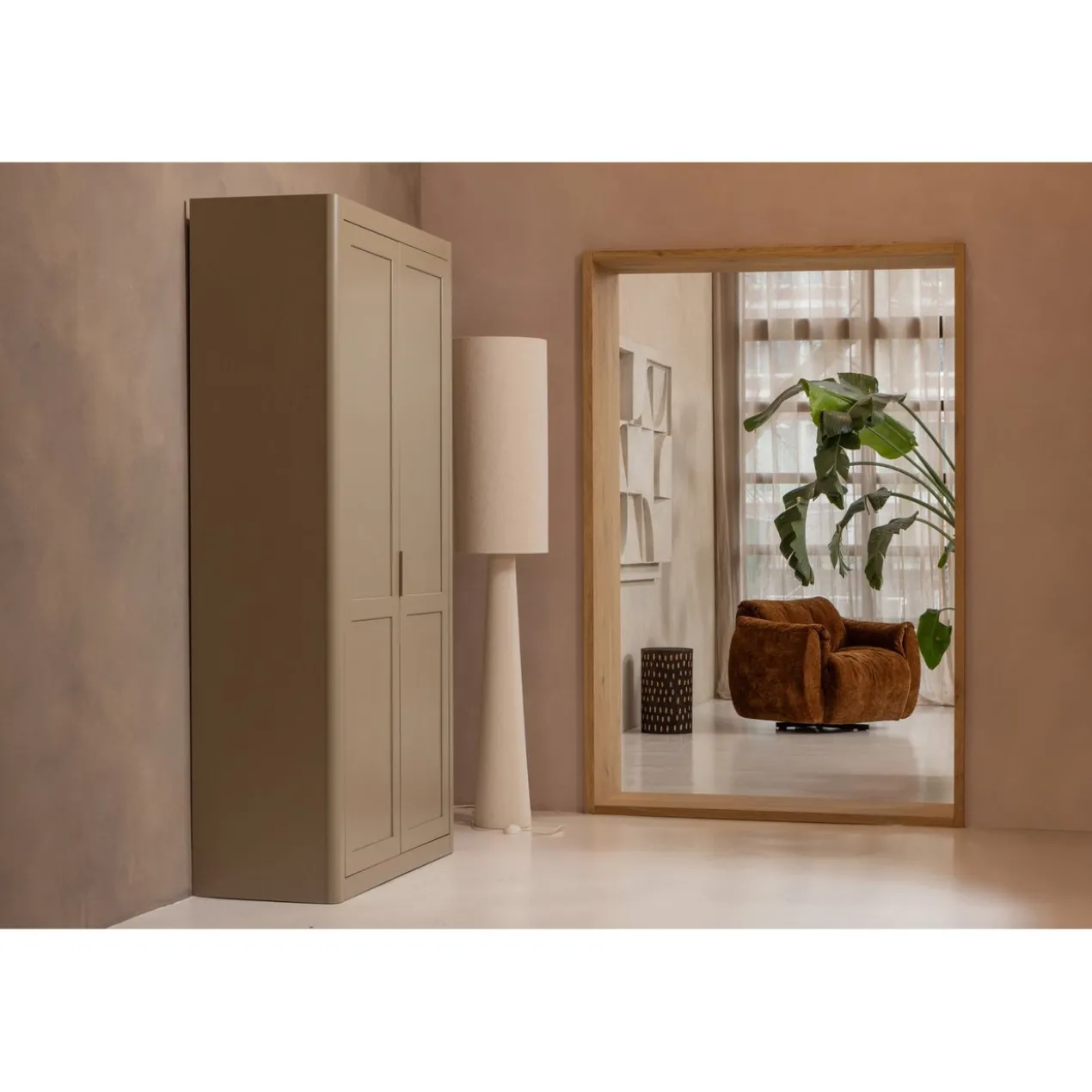 Loft vloerlamp xl metaal/boucle naturel 187xo35 cm