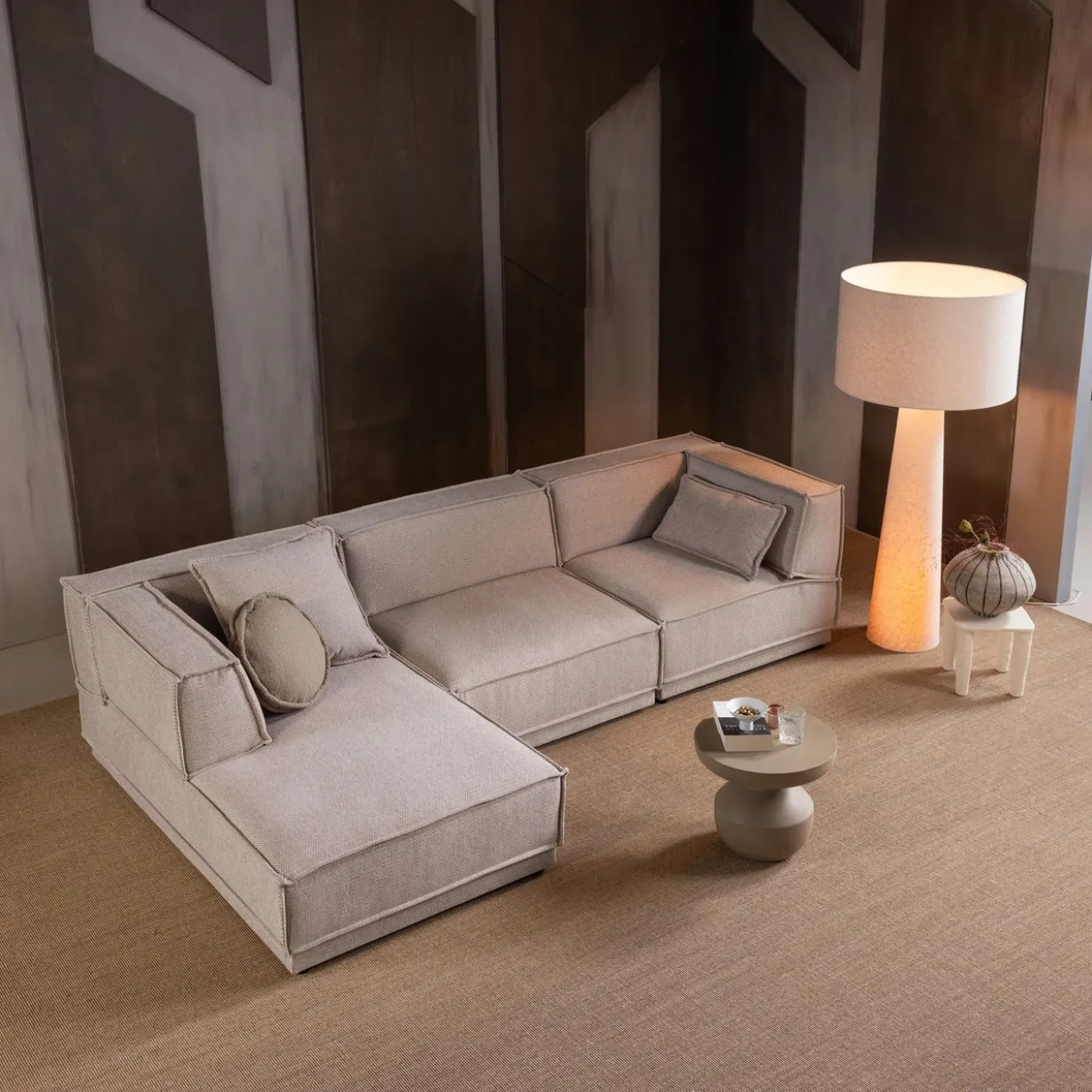 Loft vloerlamp xxl metaal/boucle naturel 160xo70 cm