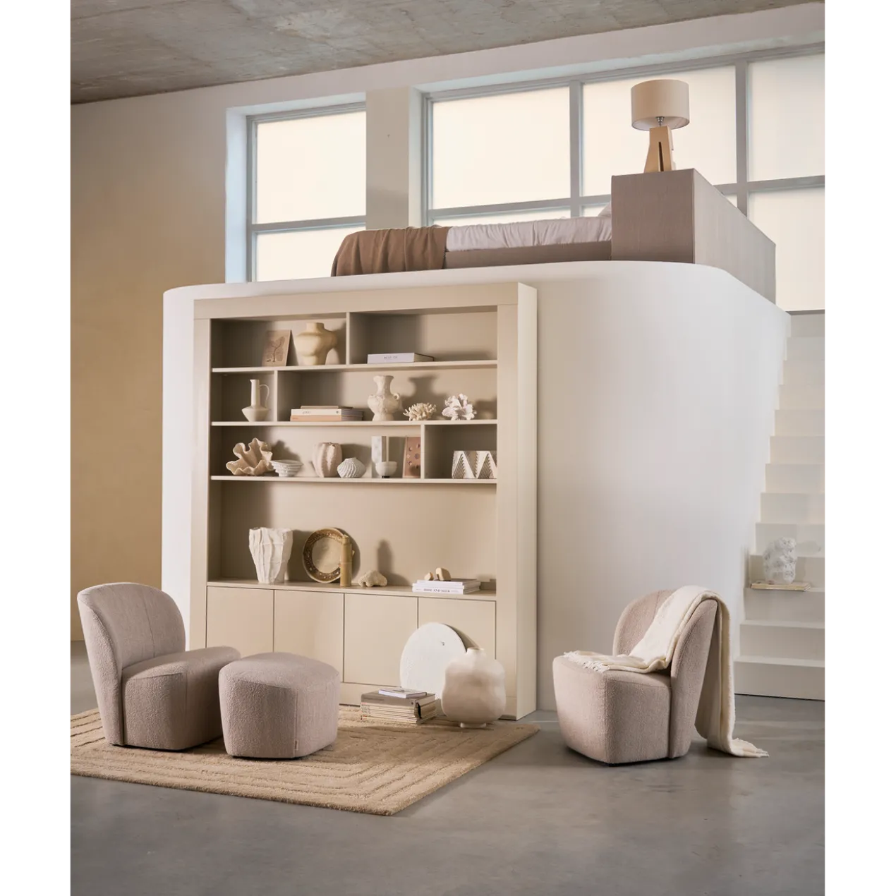 Lofty fauteuil boucle grijs