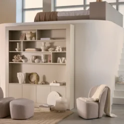 Lofty hocker boucle grijs