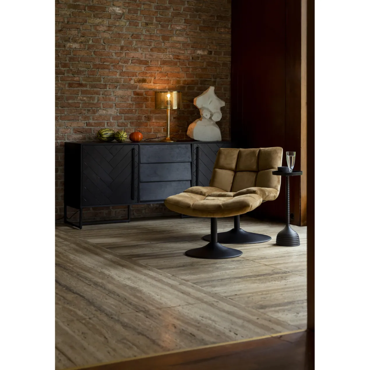 Lounge chair bar velvet golden brown