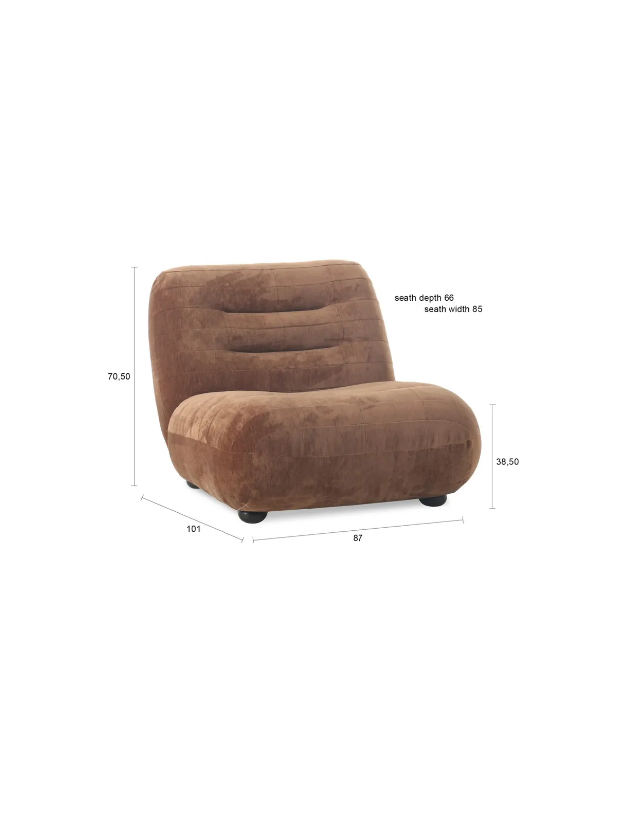 Lounge Chair Wyatt Velours Cognac