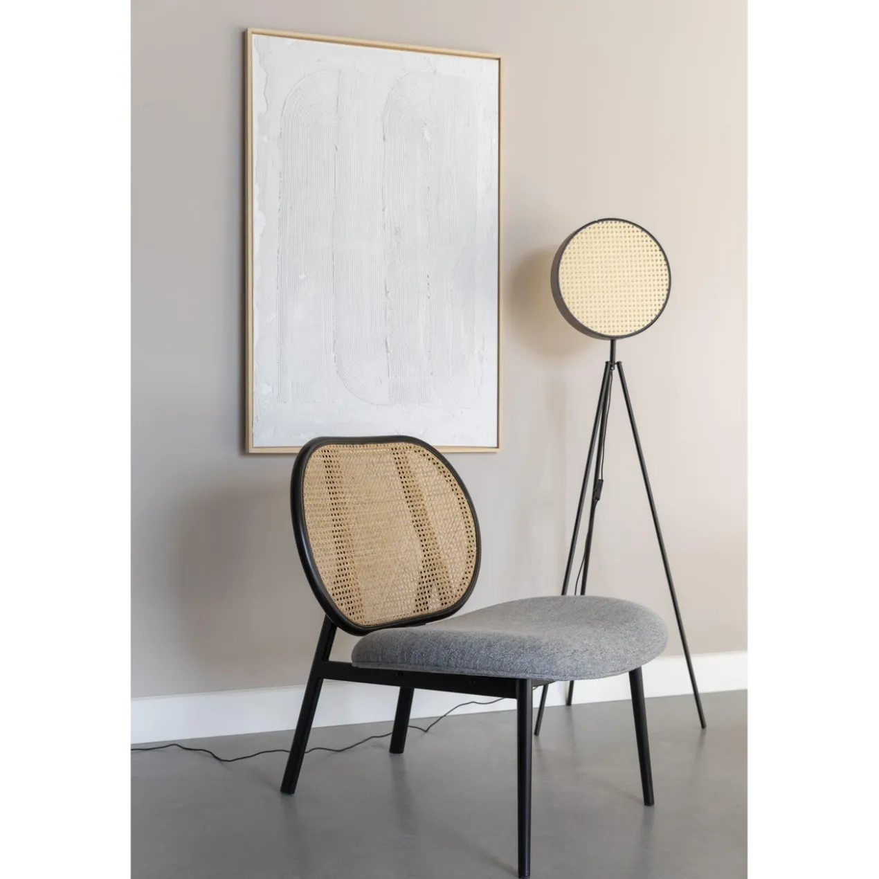 Lounge stoel spike naturel/grijs