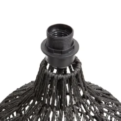 Macy tafellampvoet rattan look zwart