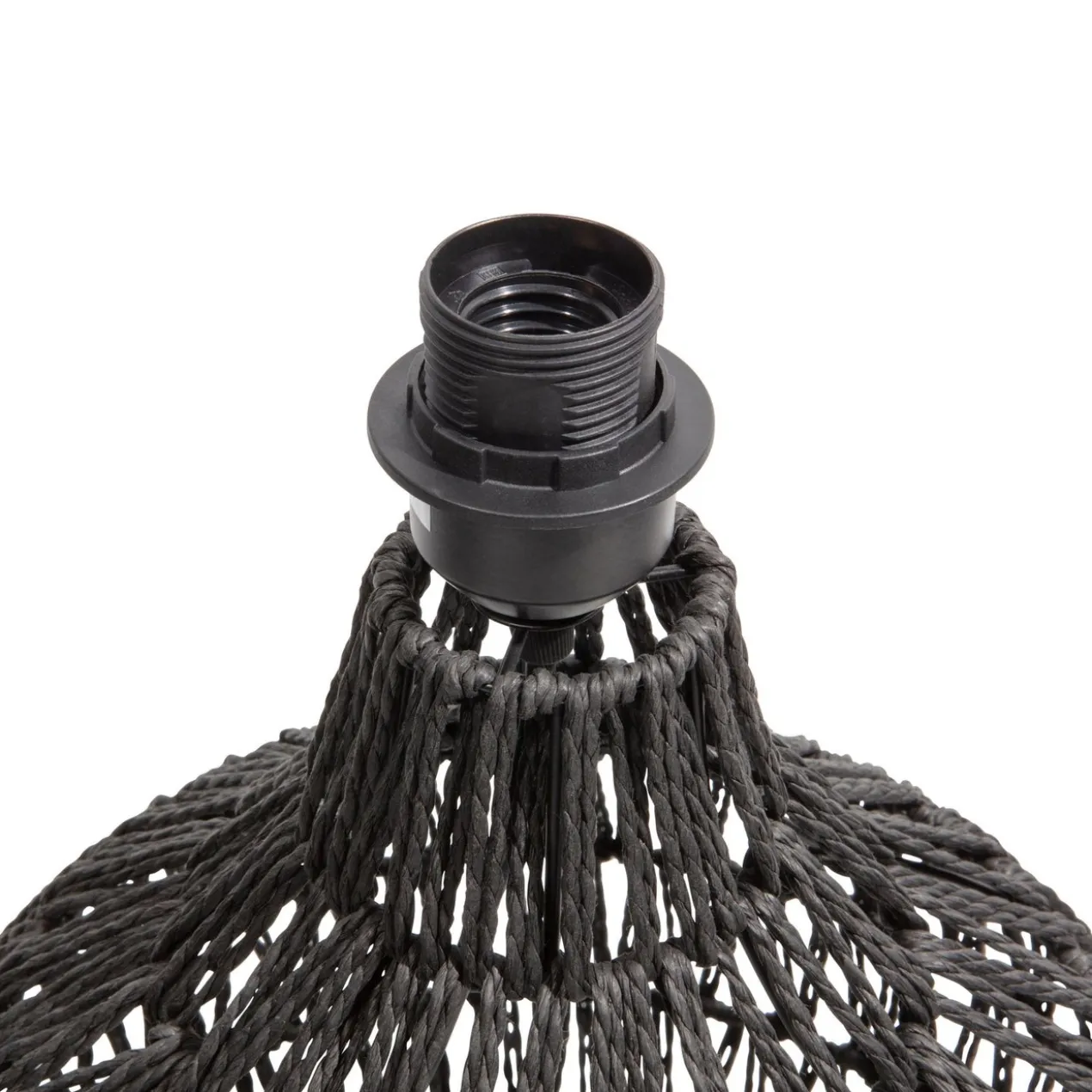 Macy tafellampvoet rattan look zwart