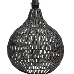 Macy tafellampvoet rattan look zwart