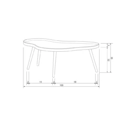 Mae bijzettafel organisch langwerpig mdf/grenen alpaca