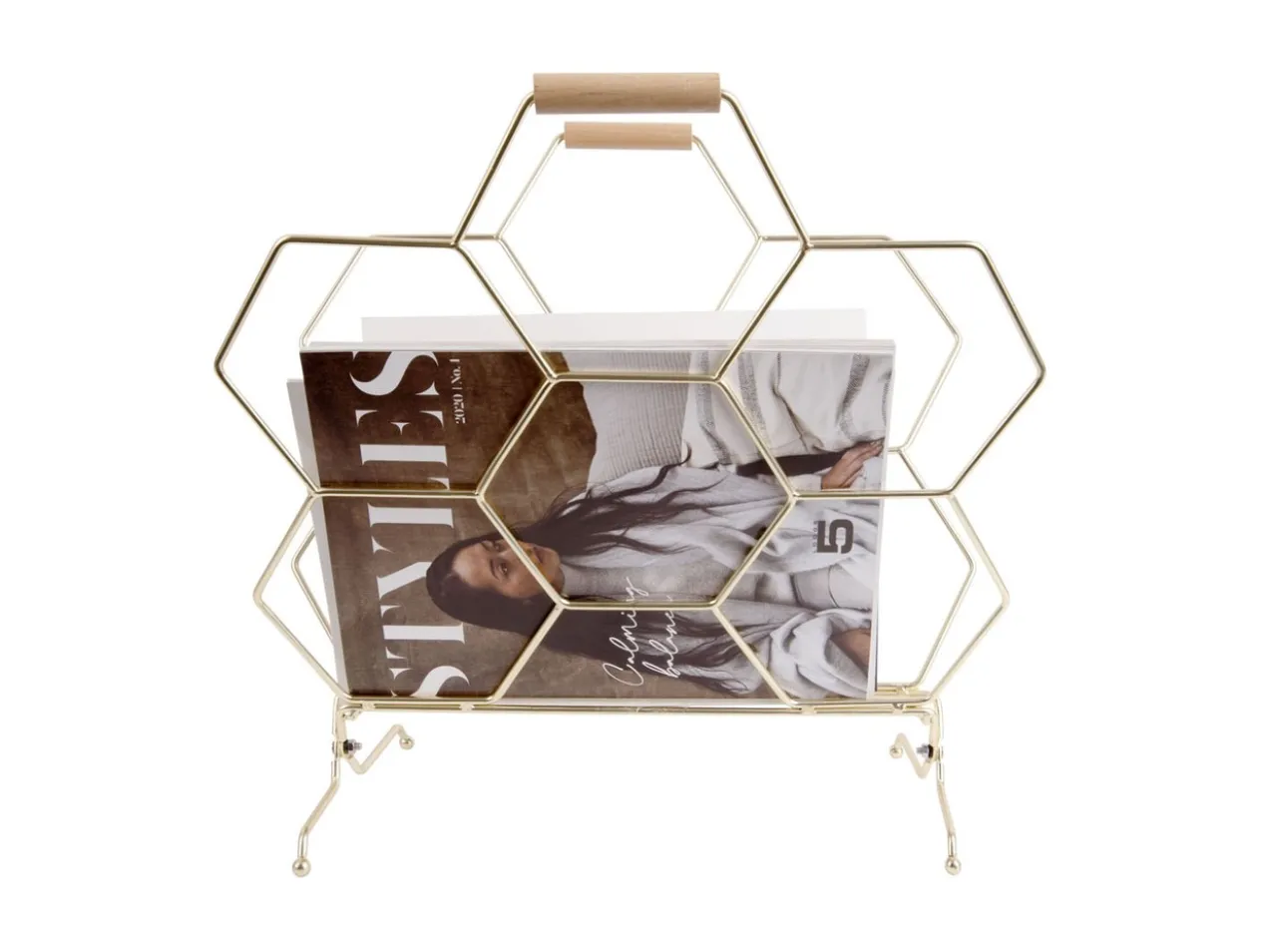 Magazine rack Honeycomb gold plated