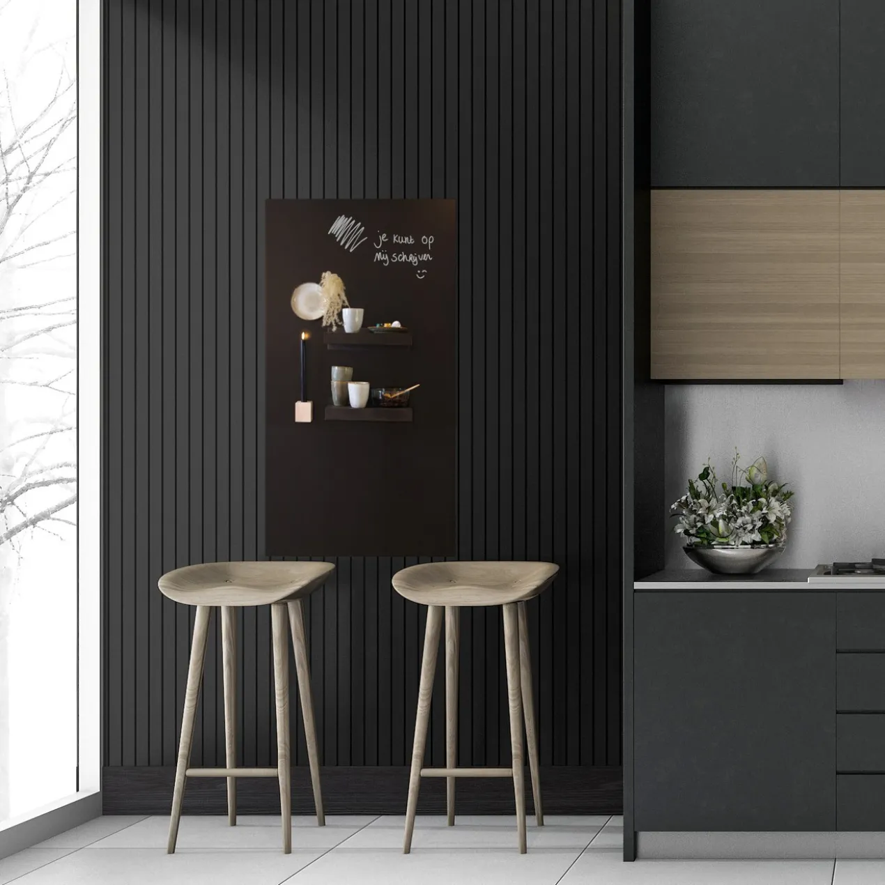 Magneetbehang basic zwart whiteboard 120x250 cm