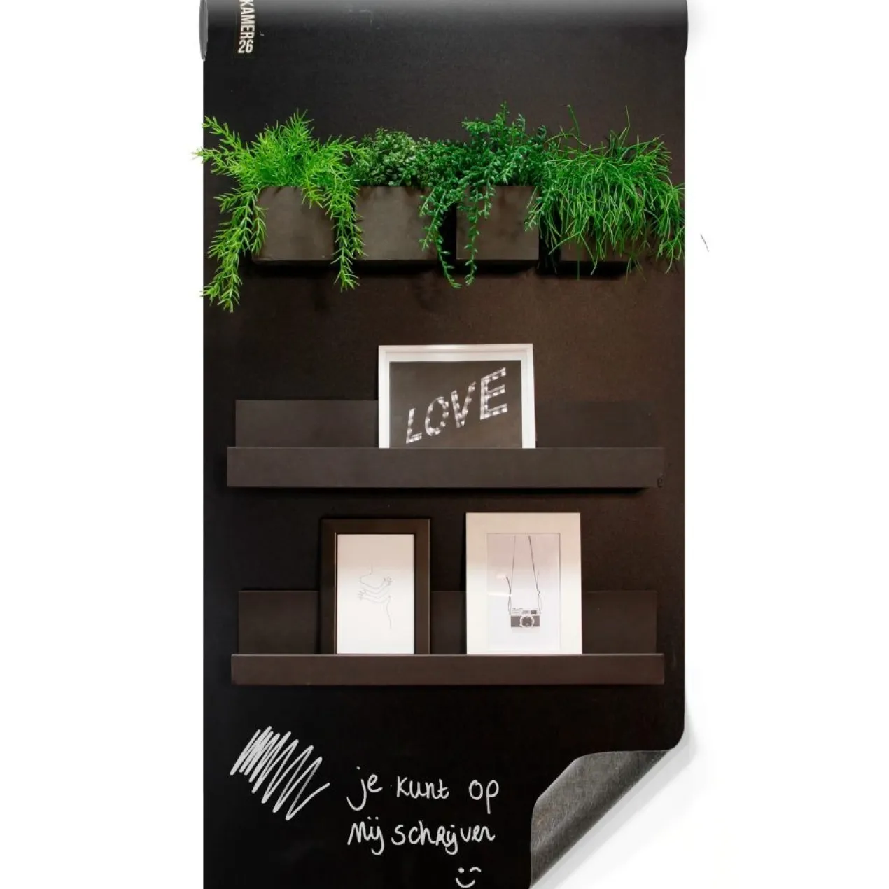 Magneetbehang luxe krijtbord zwart 100x250 cm