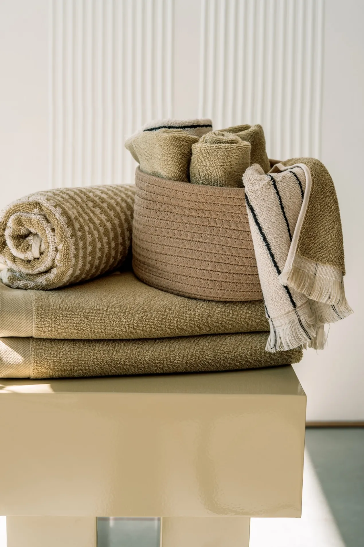 Mand Boas pistachio green - set van 2