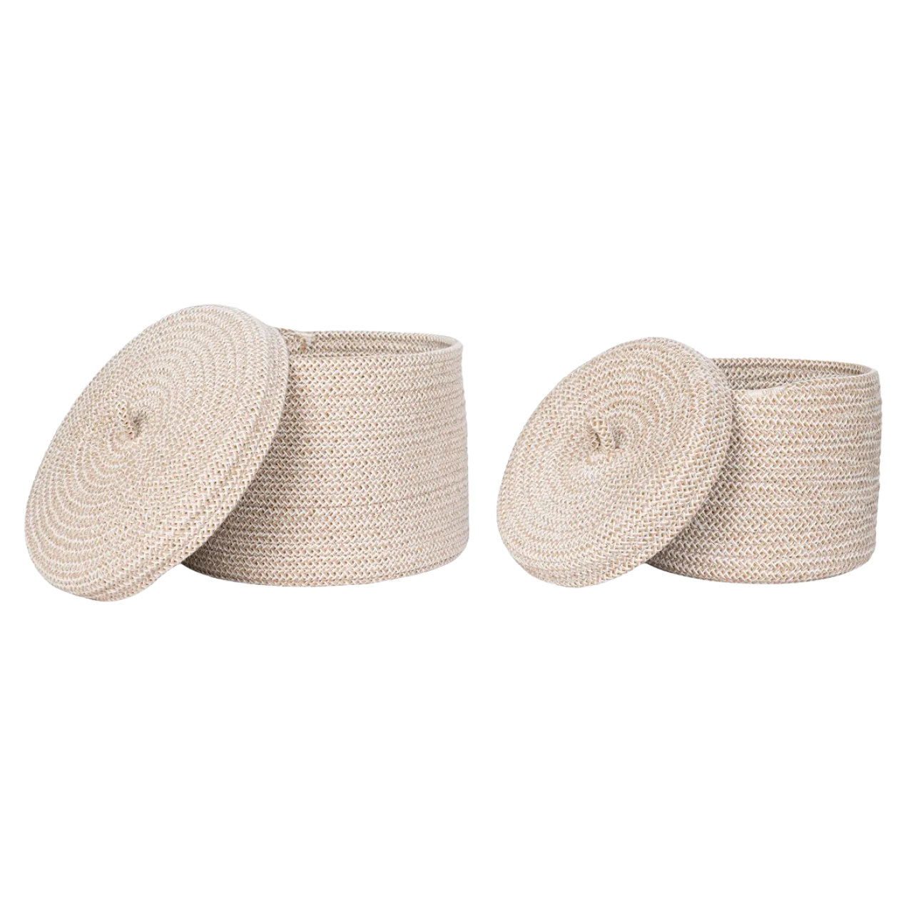Manden Camille - met deksel - set van 2 Beige