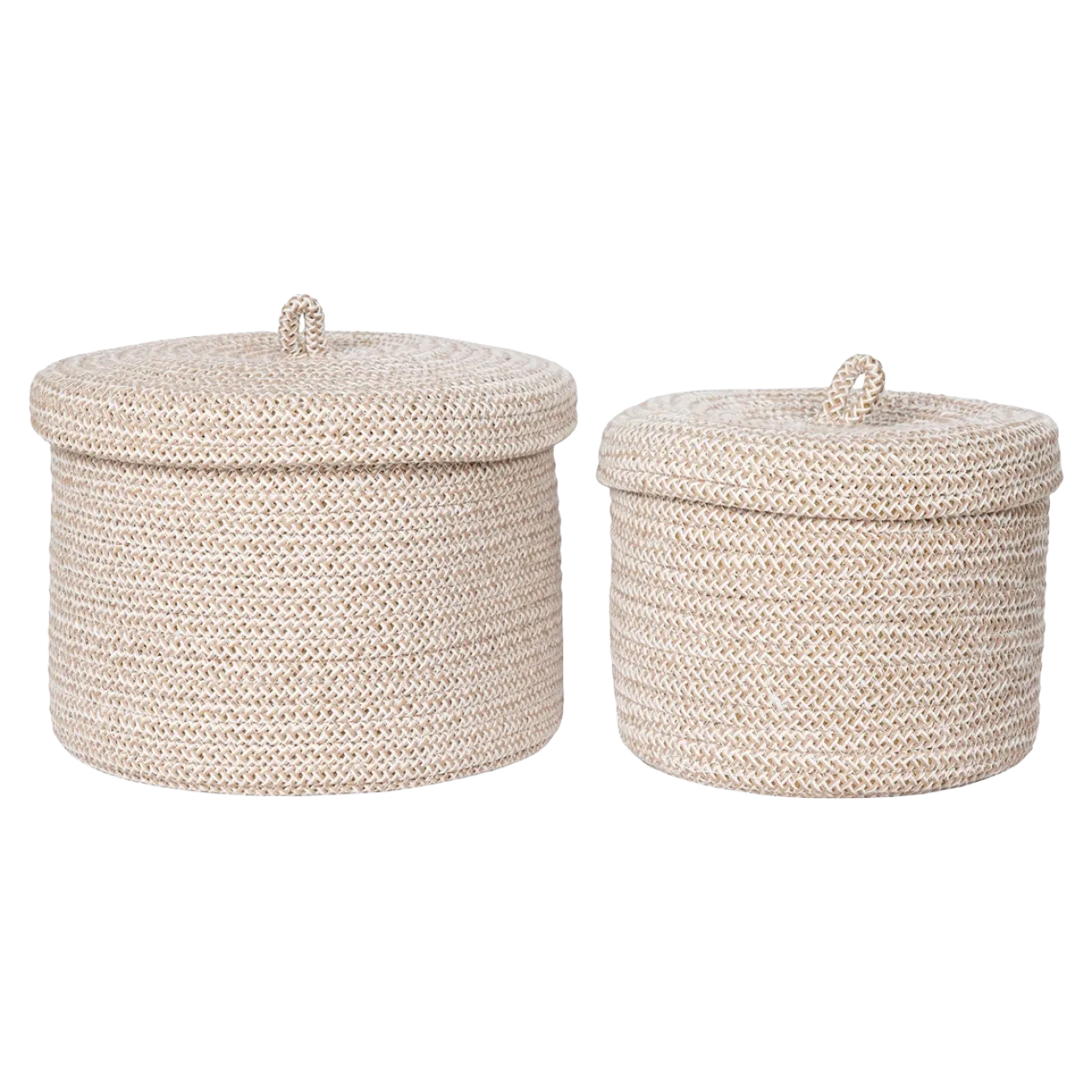 Manden Camille - met deksel - set van 2 Beige