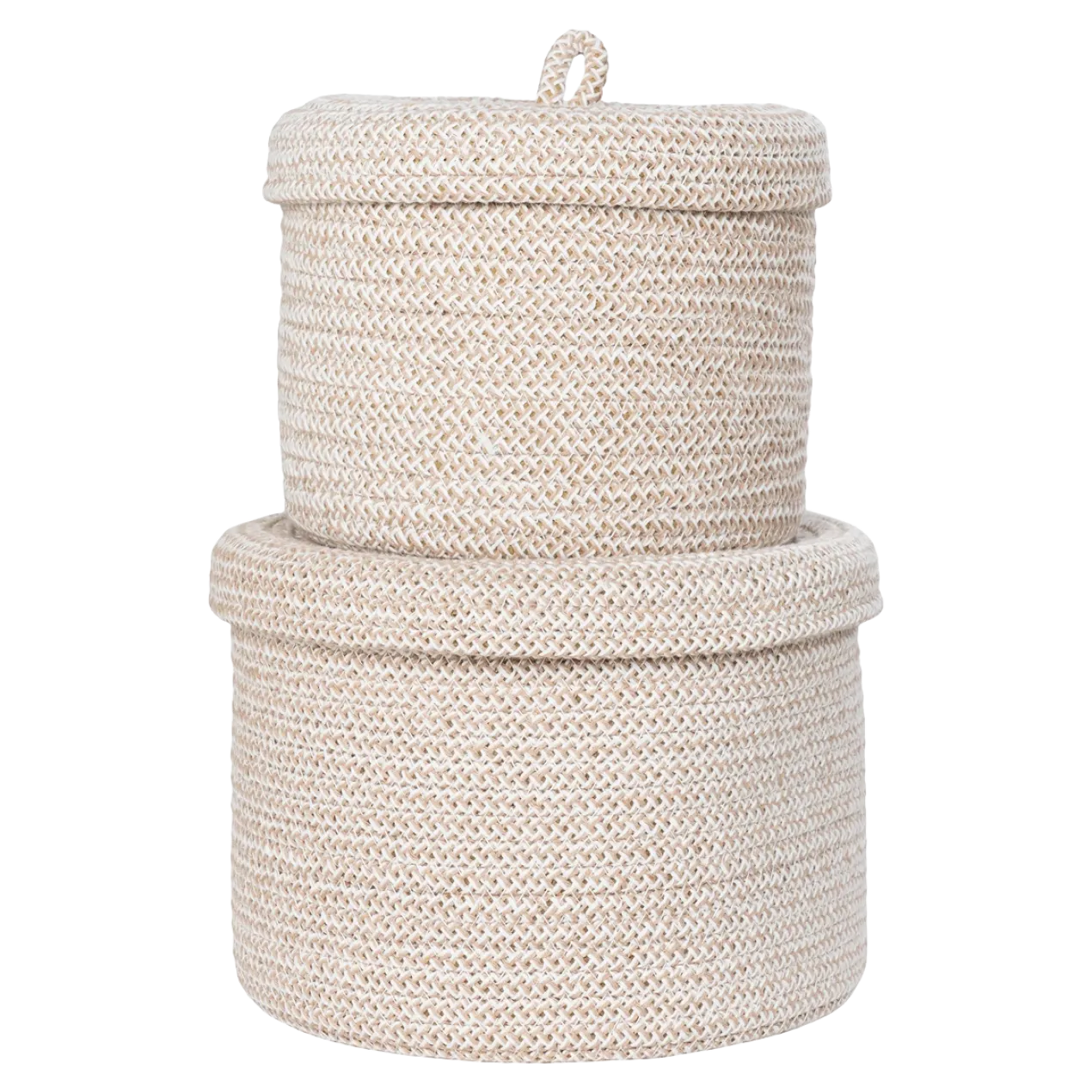Manden Camille - met deksel - set van 2 Beige