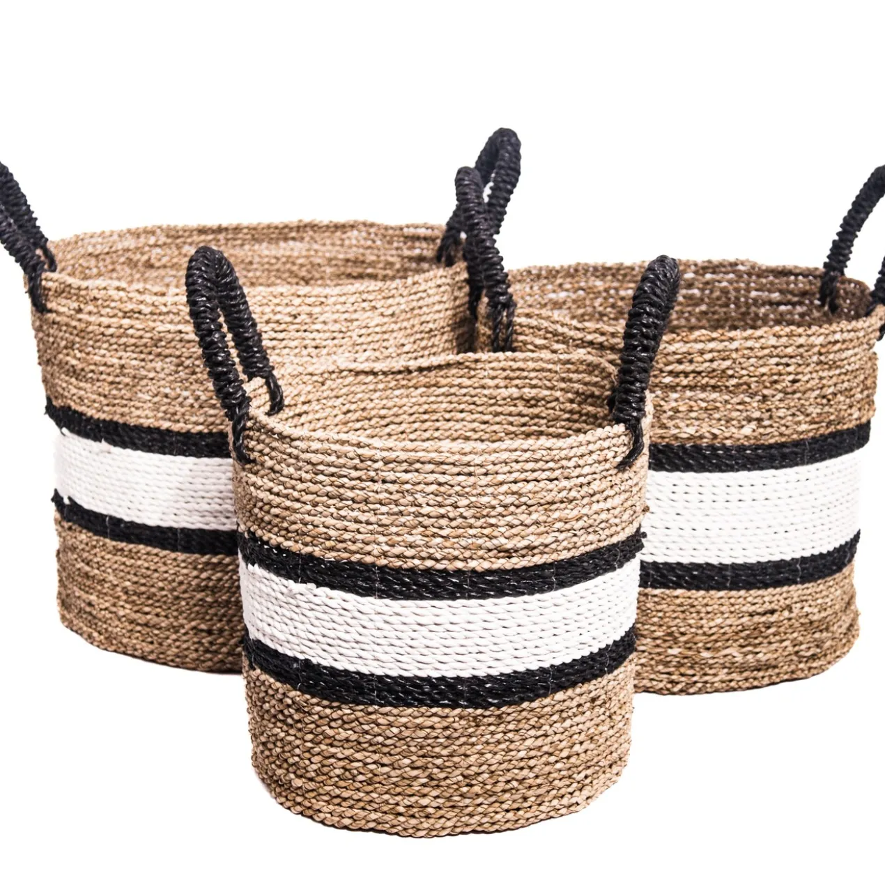 Mand naturel/wit/zwarte band en handvatten S
