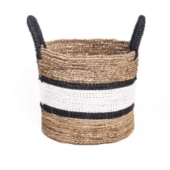Mand naturel/wit/zwarte band en handvatten L