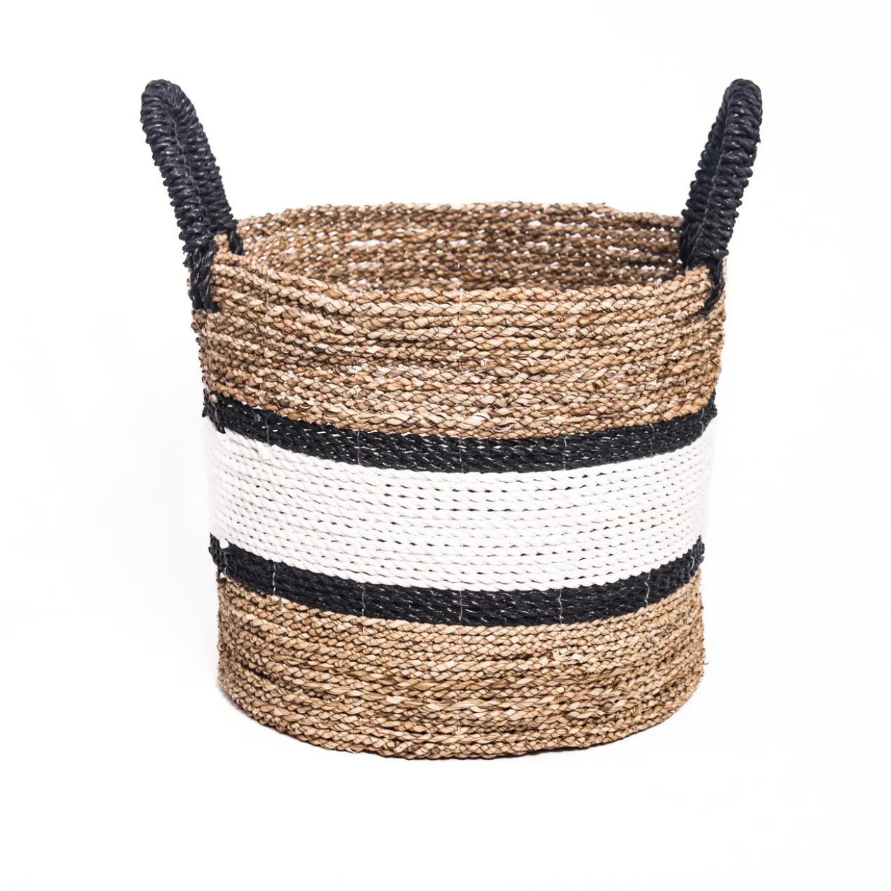Mand naturel/wit/zwarte band en handvatten L