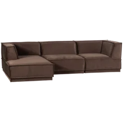 Manu chaise longue bank links velvet bruin [fsc]
