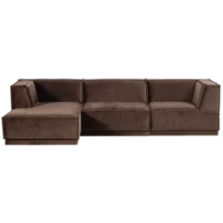 Manu chaise longue bank links velvet bruin [fsc]