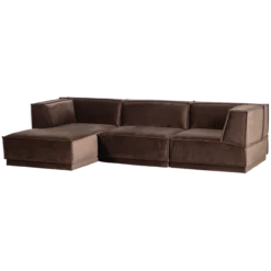 Manu chaise longue bank links velvet bruin [fsc]