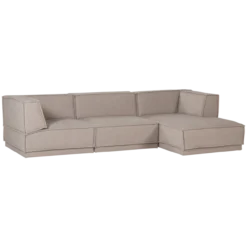 Manu chaise longue bank rechts grove chenille naturel [fsc]