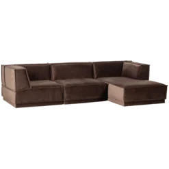 Manu chaise longue bank rechts velvet bruin [fsc]