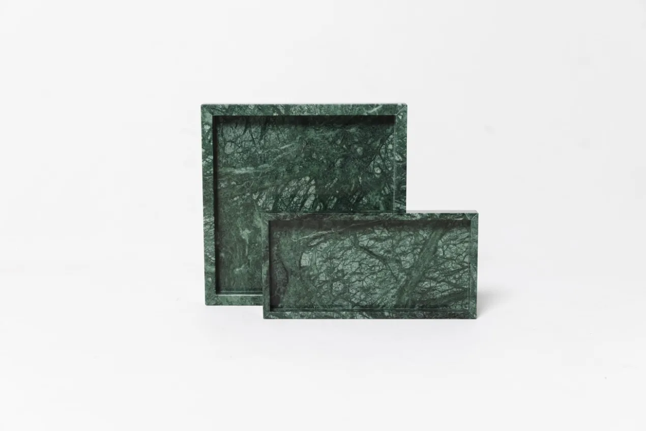 Marmer dienblad met rand tray 15x30cm groen