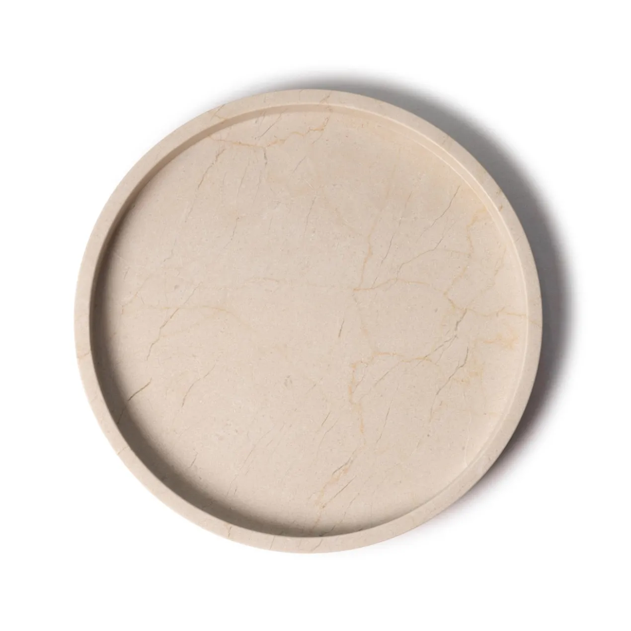 Marmer dienblad rond met rand Ø30cm beige