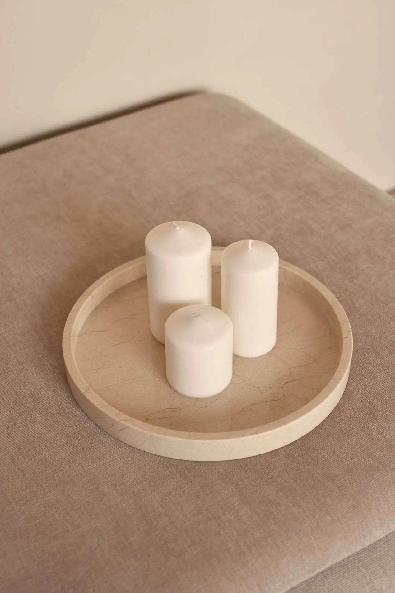 Marmer dienblad rond met rand Ø30cm beige