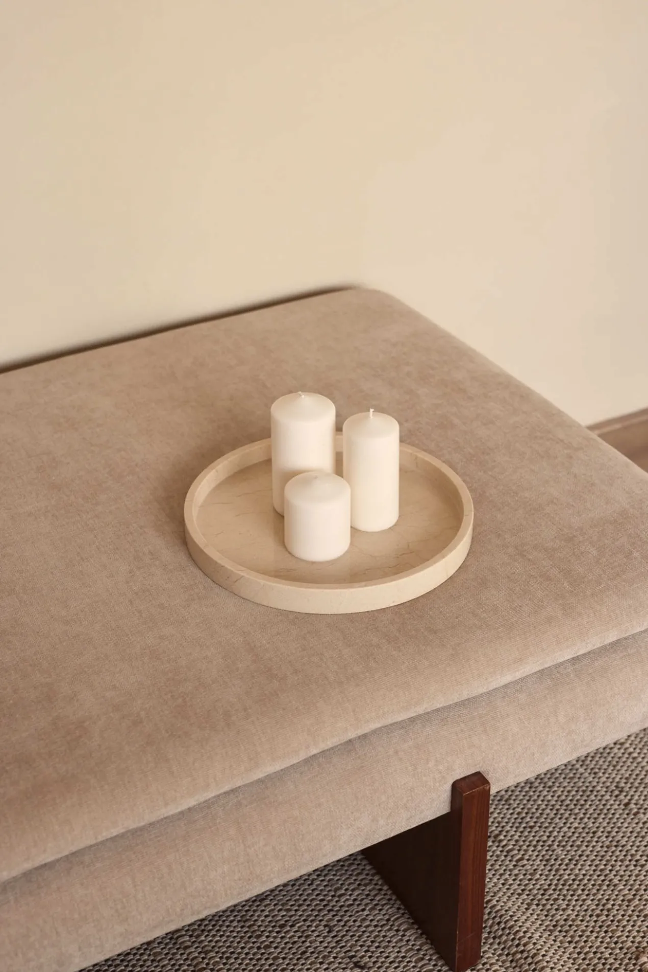 Marmer dienblad rond met rand Ø30cm beige