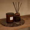 Marmer rond dienblad Ø30cm bruin