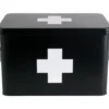 Medicine storage box large metal matt black