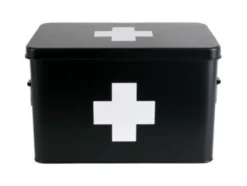 Medicine storage box large metal matt black