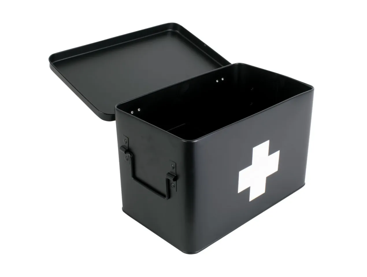 Medicine storage box large metal matt black