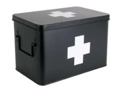 Medicine storage box large metal matt black