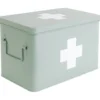 Medicine storage box large metal matt grayed jade
