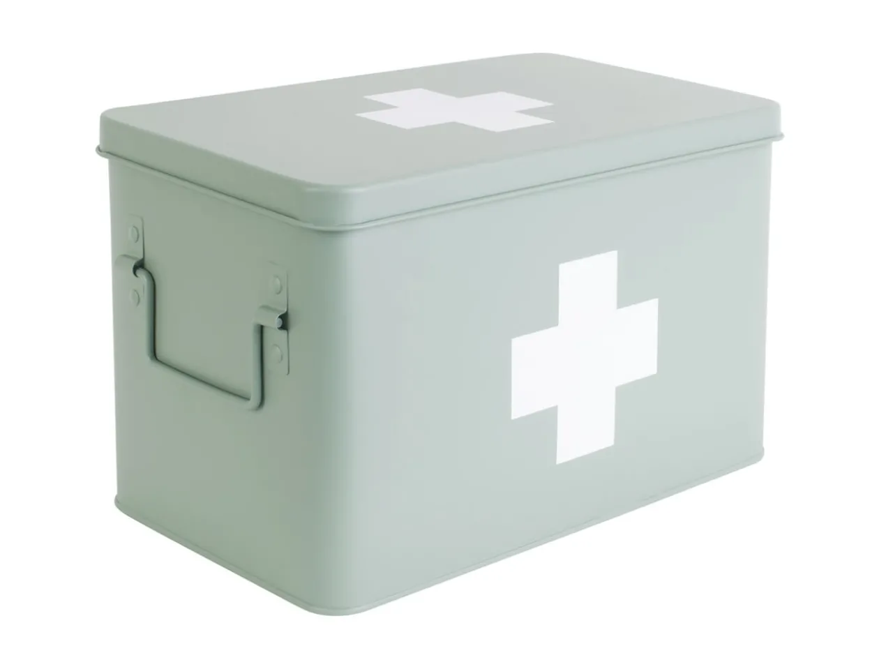 Medicine storage box large metal matt grayed jade