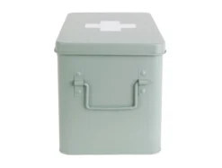 Medicine storage box large metal matt grayed jade